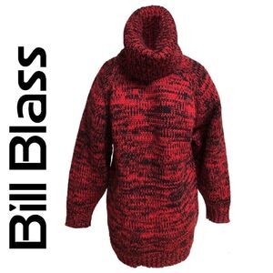 Hand-Knit Raglan Bill Blass Vintage Extra-Heavy 100% Wool Tunic Sweater